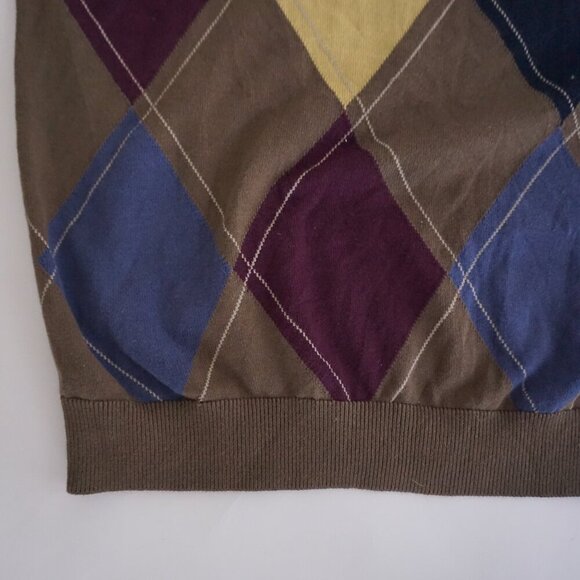 Cutter & Buck Brown Argyle Embroidered Us Open Trophy Quarter Zip Sweater Large - Picture 7 of 9